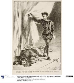 Hamlet und der Leichnam von Polonius. Illustration zu Shakespeare: Hamlet