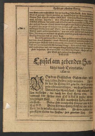 Epistel am zehenden Sontage nach Trinitatis/ 1. Cor. 12.