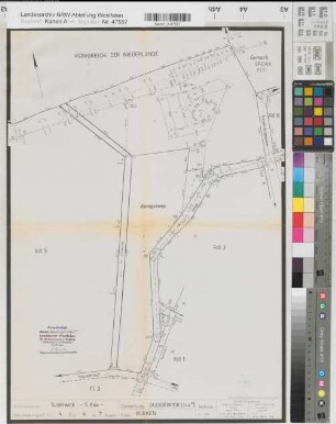 Grenze zwischen der Bundesrepublik Deutschland und dem Königreich der Niederlande im Bereich des Kreises Borken (Vermessungsriss Flurbereinigung Suderwick Nr. 4 Flur 4, Gemarkung Suderwick 144k)