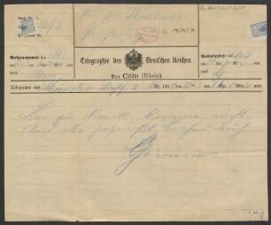 Telegramm an Franz Wüllner : 12.03.1890