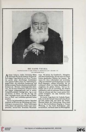 Bei Hans Thoma: nachträgliches zu Hans Thomas 83. Geburtstag am 3. Oktober 1922