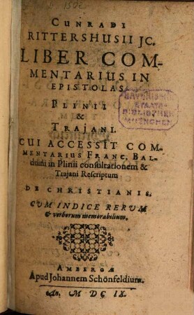 Liber commentarius in Epistolas Plinii