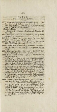 Inhalt der zweyten Hälfte