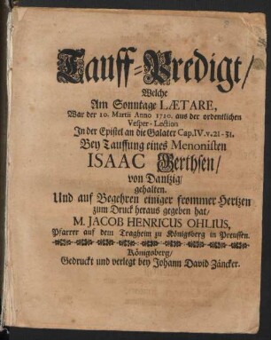 Tauff-Predigt