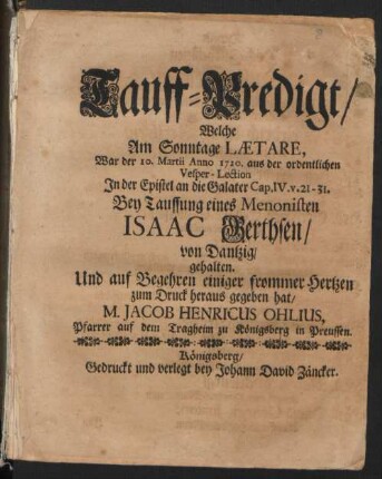 Tauff-Predigt
