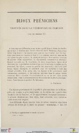 N.S. 8.1863: Bijoux phéniciens trouvés dans la nécropole de Camiros: (Ile de Rhodes)