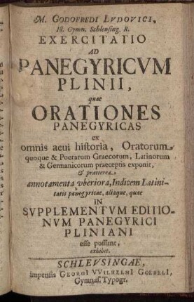 M. Godefredi Ludovici, Ill. Gymn. Schleusing. R. @Exercitatio Ad Panegyricum Plinii