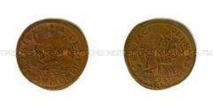 Nürnberger Rechenpfennig mit allegorischer Darstellung von Conrad Lauffer (lateinisch)