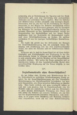XIV. Sozialdemokratie ohne Gewerkschaften?