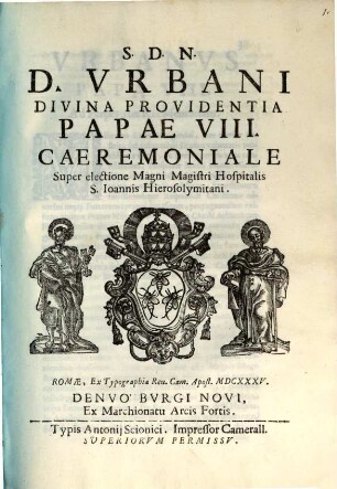 Caeremoniale super electione Magni Magistri Hospitalis s. Joannis Hierosolymitani