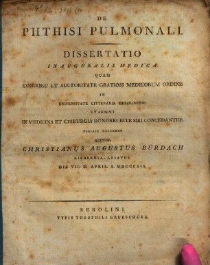 De phthisi pulmonali : Diss. inaug. med.