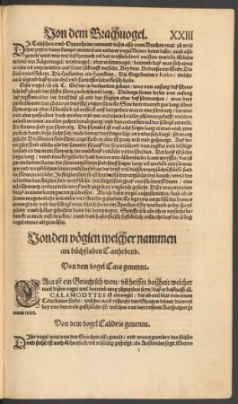 Von den vöglen welcher nammen am buchstaben C anhebend.