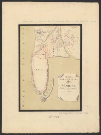 Pianta della Fortezza e Citta di Modone [jetzt Methoni]