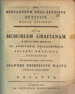 De mercatorum erga eruditos officiis