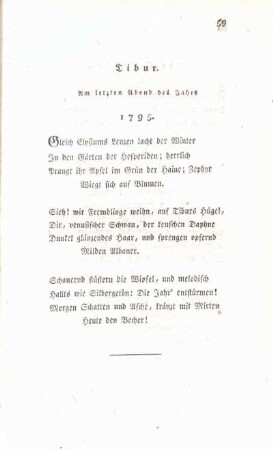 Tibur. Am letzten Abend des Jahres 1795.
