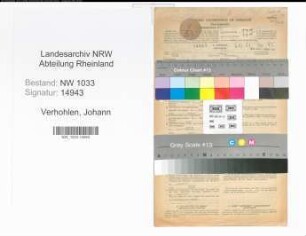 Entnazifizierung Johann Verhohlen , geb. 19.06.1898 (Landwirt)