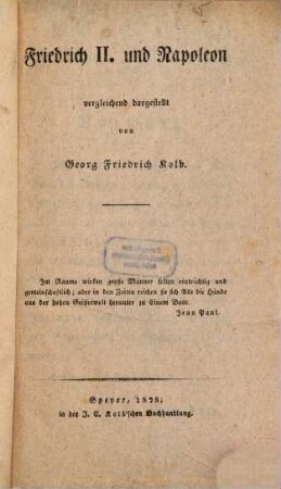 Friedrich II. und Napoleon, vergleichend dargestellt