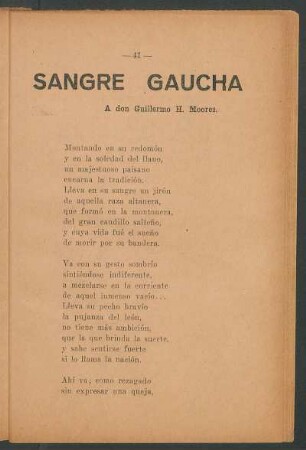 Sangre gaucha : A don Guillermo H. Moores