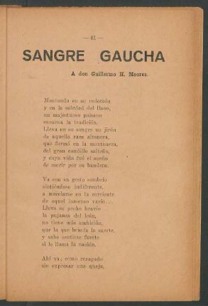 Sangre gaucha : A don Guillermo H. Moores