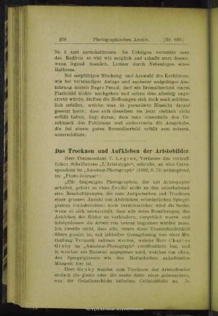 Das Trocknen und Aufkleben der Aristobilder