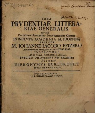 Idea prudentiae litterariae generalis
