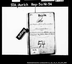 Vormundschaft über J.H. von Halem, Sohn des Justizkommissars von Halem zu Greetsiel