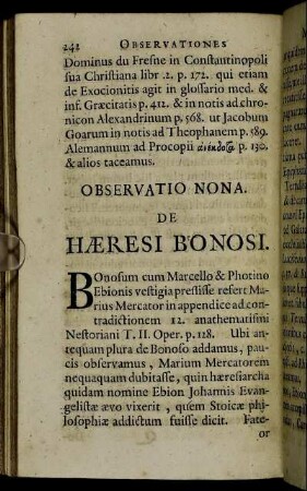 Observatio Nona. De Haeresi Bonosi