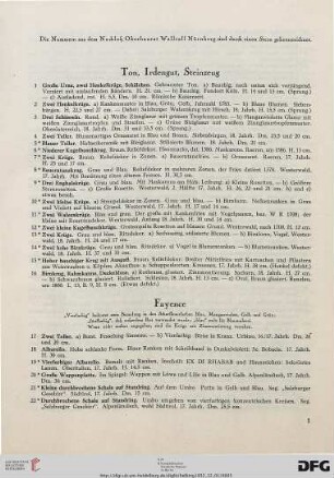 Ton, Irdengut, Steinzeug (Nr. 1-16)