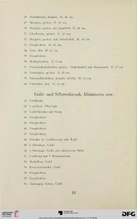 Gold- und Silberschmuck, Miniaturen usw. (Nr. 41-166)