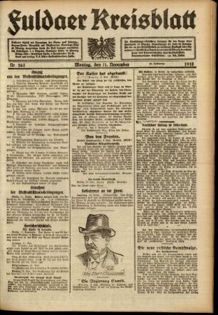 Ausgabe vom Montag, den 11. November 1918.