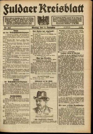 Ausgabe vom Montag, den 11. November 1918.