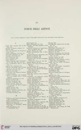 IV. Indice degli artisti