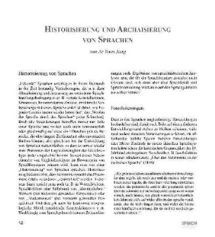 Historisierung und Archaisierung von Sprachen