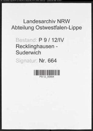 Sterberegister Standesamt IV Recklinghausen-Stadt