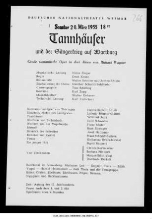 Tannhäuser und der Sängerkrieg auf Wartburg