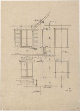 Döllgast, Hans; München - Harlaching; Wohnhaus Dir. Rausche - Fenster EG (Ansichten; Schnitt)