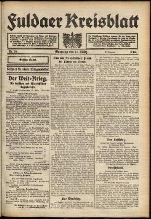 Erste Ausgabe vom Samstag, den 11. März 1916.