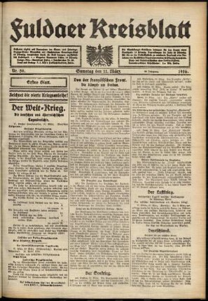 Erste Ausgabe vom Samstag, den 11. März 1916.