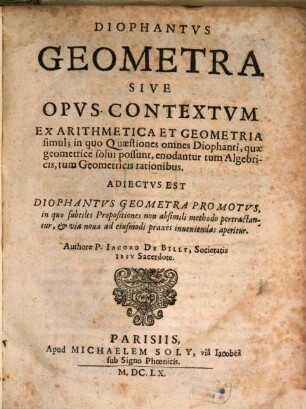 Geometra : Adiectus est Diophantus promotus