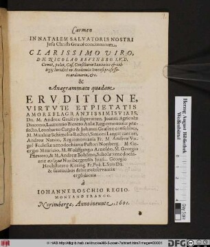 Carmen In Natalem Salvatoris Nostri Jesu Christi Graece concinnatum