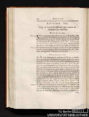 Section VII. Usage du Calcul des différences pour trouver les Caustiques par réfraction.