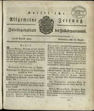 100tes Stueck, Mitwochen, den 22. August 1810