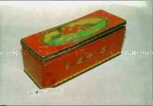 Blechdose für Gebäck "East . West . Home's Best C.W.S BISCUITS FREE SAMPLE" (Abbildung eines Hauses in Landschaft)