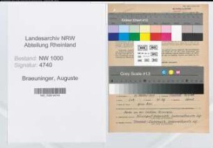 Entnazifizierung Auguste Braeuninger, geb. 21.10.1899 (Postsekretaerin)