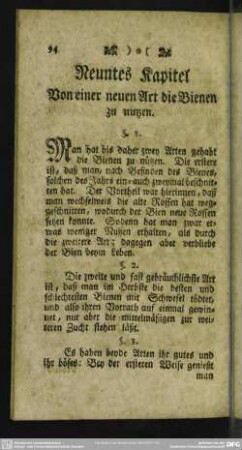 Neuntes Kapitel, Von einer neuen Art die Bienen zu nutzen