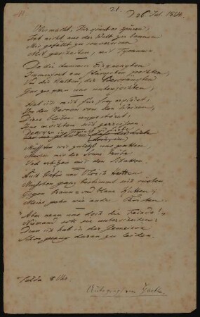 Gedicht von Johann Wolfgang von Goethe mit dem Titel "Übermacht, Ihr könnt es spüren..."