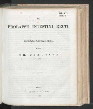 De Prolapsu Intestini Recti.