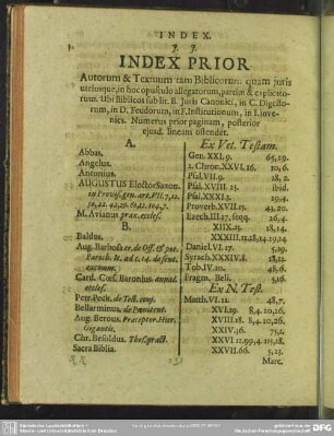 Index Prior, Autorum & Textuum tam Biblicorum