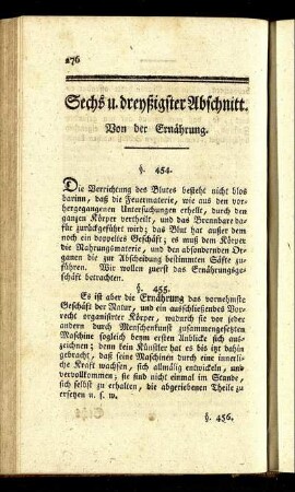 Sechs u. dreyßigster Abschnitt. Von der Ernährung