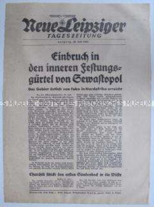 Extrablatt der "Neuen Leipziger Tageszeitung" u.a. zum Einbruch in den inneren Stellungsgürtel von Sewastopol